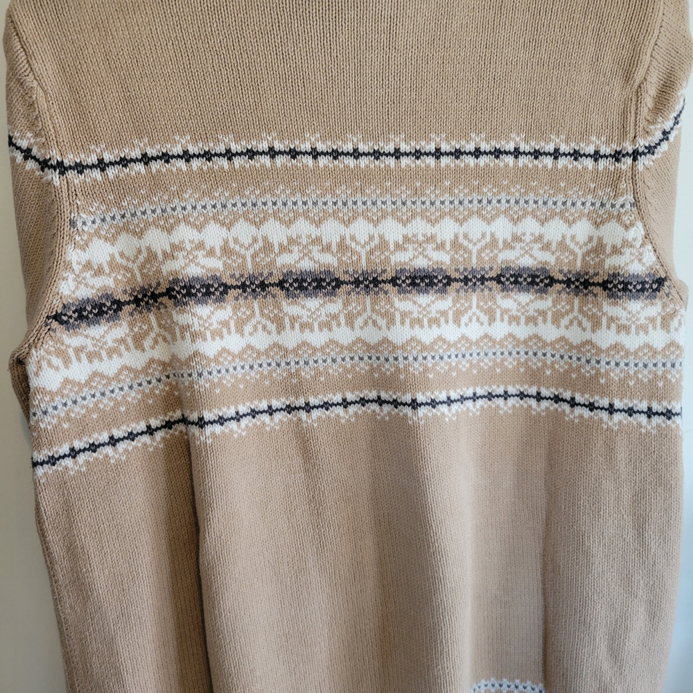 Croft & Barrow Tan Patterned Zip-Up Sweater - Picture 8 of 10